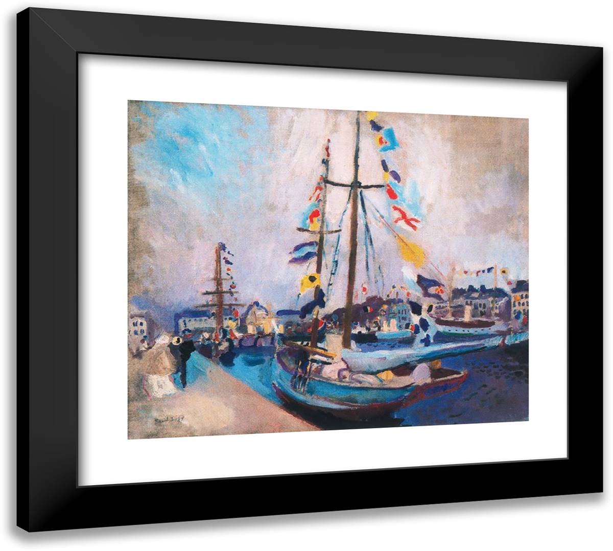 The Empavesado Yacht 22x20 Black Modern Wood Framed Art Print Poster by Dufy, Raoul