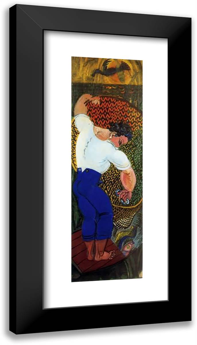 The Fisherman with Net 13x24 Black Modern Wood Framed Art Print Poster by Dufy, Raoul