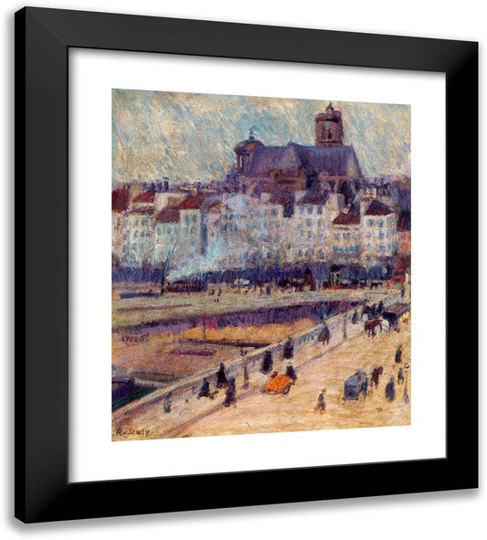 The Louis-Philippe Bridge and the Saint Gervais Church 20x22 Black Modern Wood Framed Art Print Poster by Dufy, Raoul