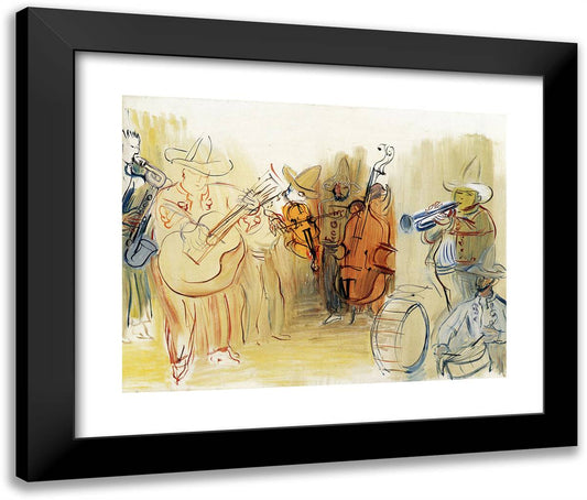 The Mexican Orchestra 24x20 Black Modern Wood Framed Art Print Poster by Dufy, Raoul