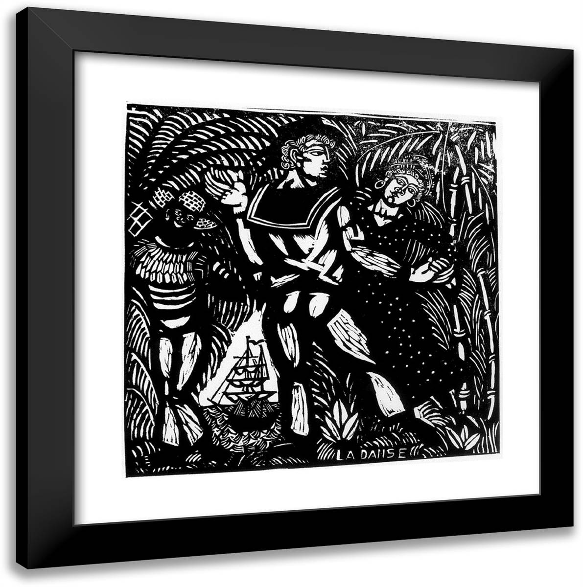 The Pleasures of Peace Dance (The Journey to the Islands) 20x20 Black Modern Wood Framed Art Print Poster by Dufy, Raoul