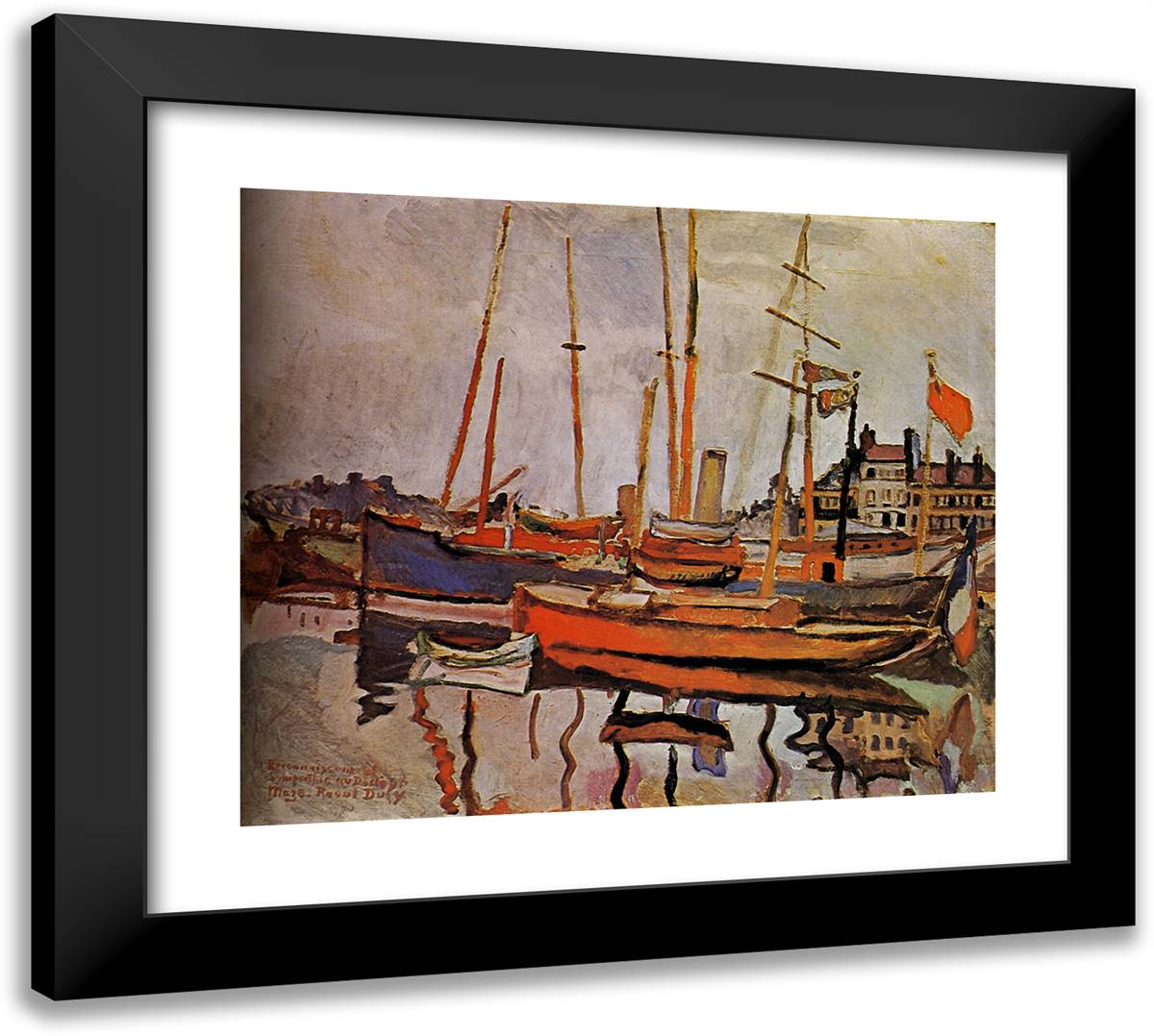 The Port of Le Havre  22x20 Black Modern Wood Framed Art Print Poster by Dufy, Raoul