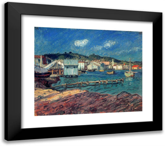 The Port of Martigues 23x20 Black Modern Wood Framed Art Print Poster by Dufy, Raoul