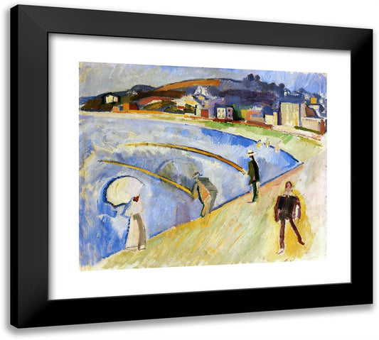 The Port of Palais, Belle Ile 22x20 Black Modern Wood Framed Art Print Poster by Dufy, Raoul