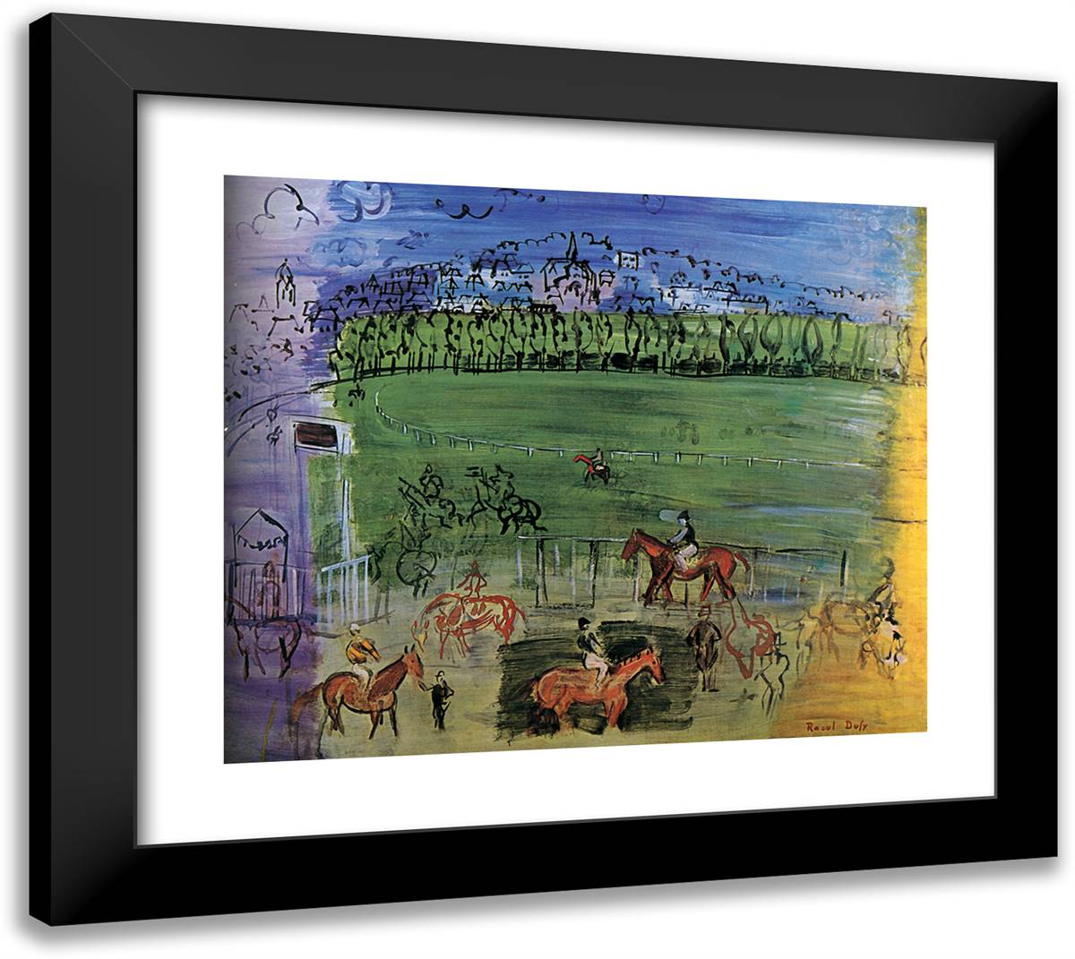 The Racecourse of Deauville 22x20 Black Modern Wood Framed Art Print Poster by Dufy, Raoul