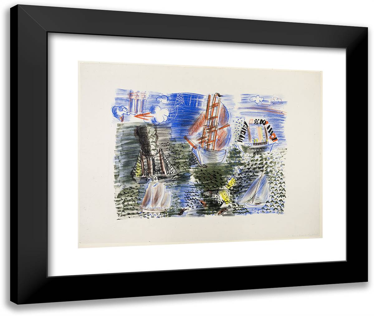 The Sea 24x20 Black Modern Wood Framed Art Print Poster by Dufy, Raoul