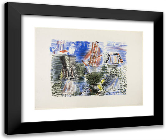 The Sea 24x20 Black Modern Wood Framed Art Print Poster by Dufy, Raoul