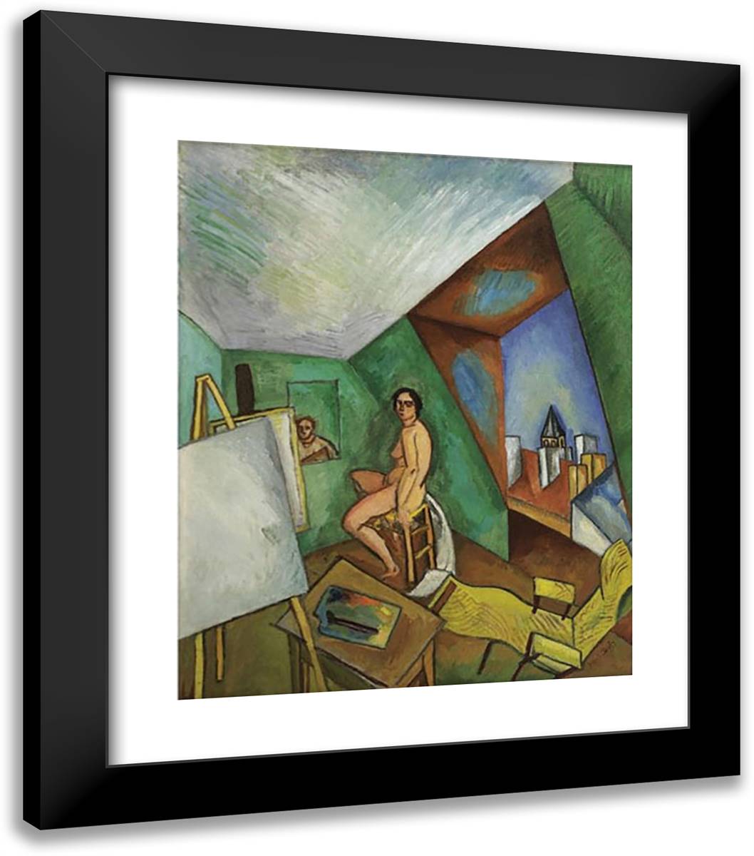 The Studio on Seguier Street 20x23 Black Modern Wood Framed Art Print Poster by Dufy, Raoul