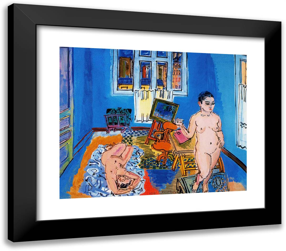 The Two Models 23x20 Black Modern Wood Framed Art Print Poster by Dufy, Raoul