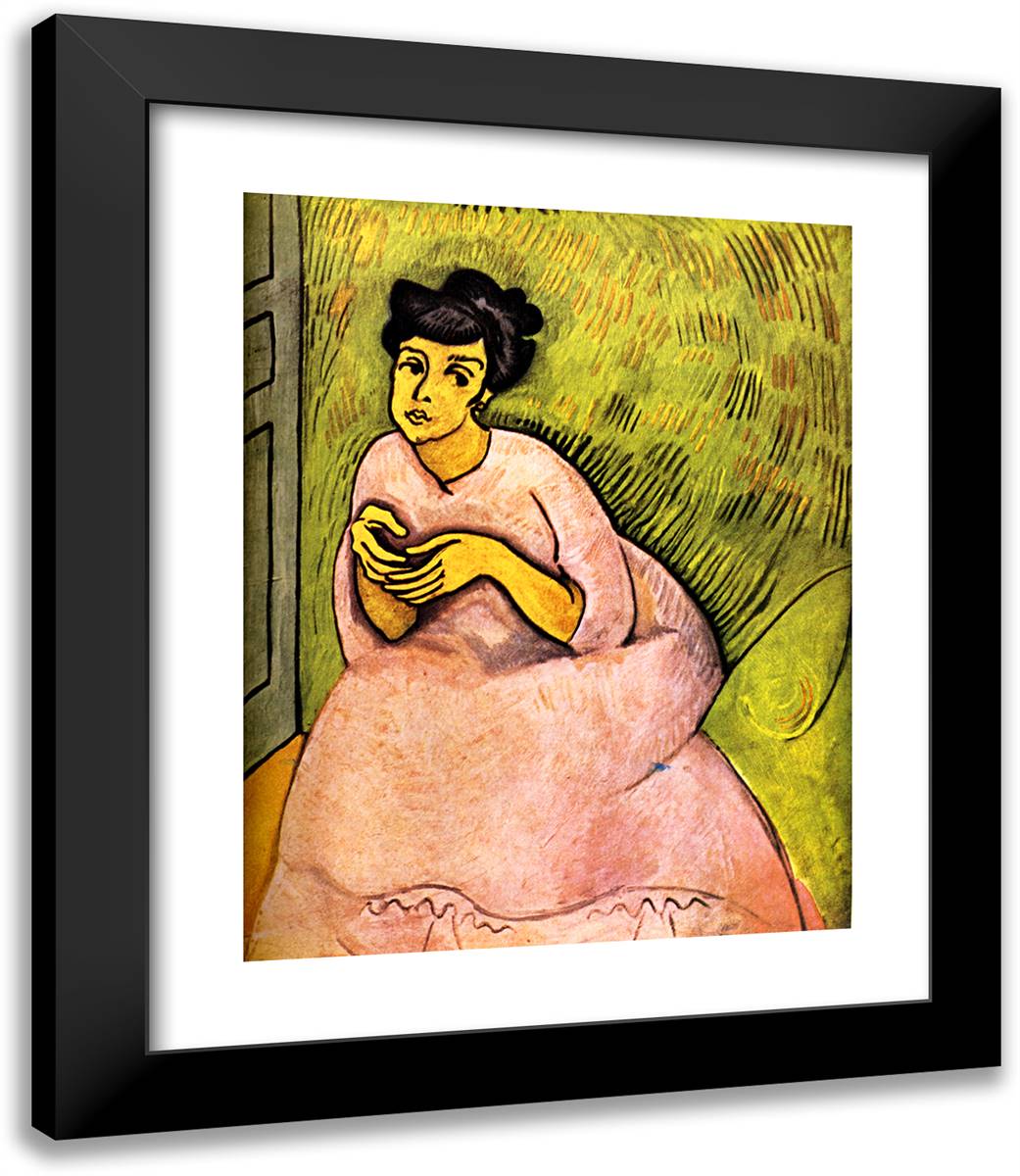 The Woman in Pink 20x23 Black Modern Wood Framed Art Print Poster by Dufy, Raoul