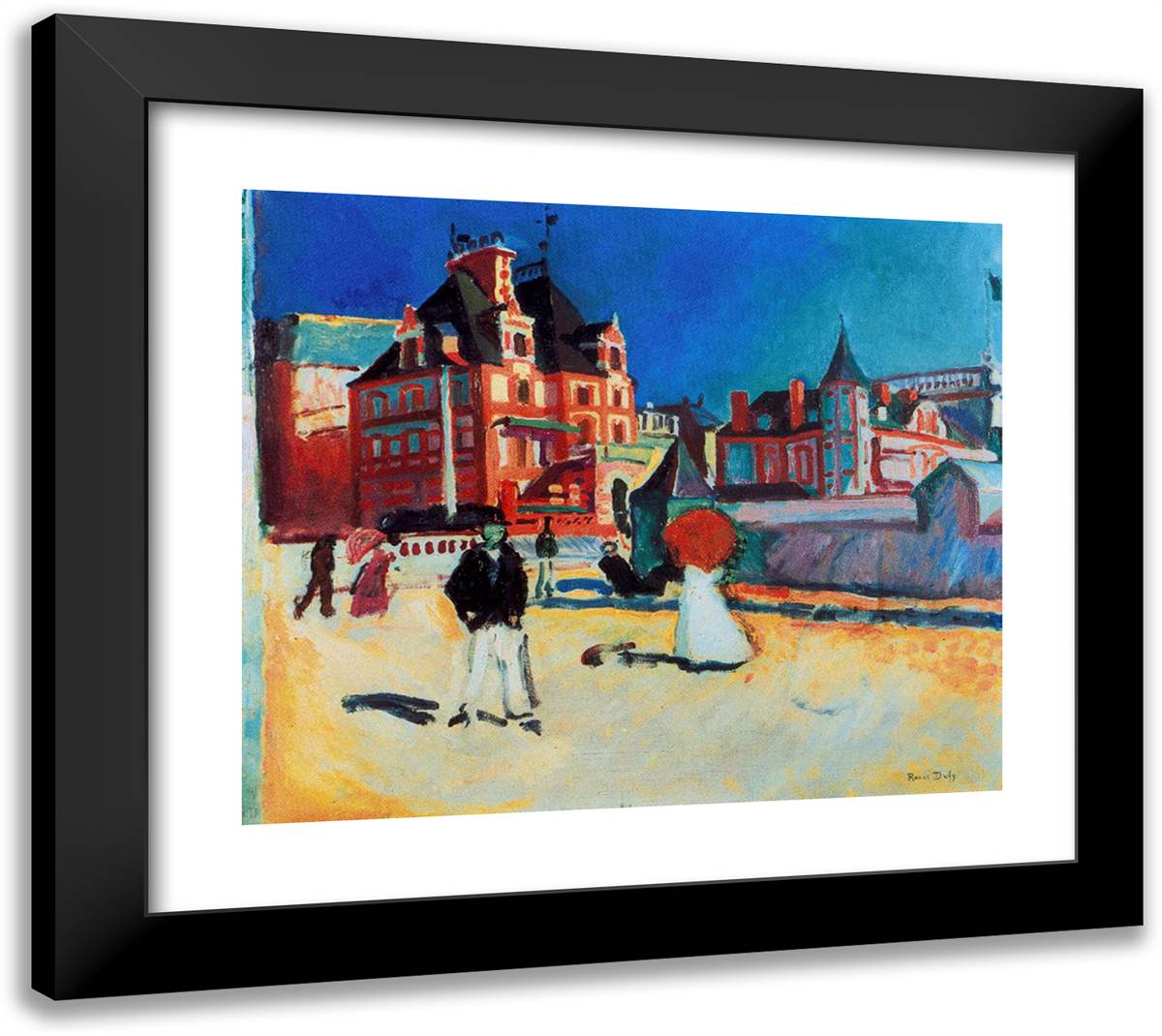 Trouville 22x20 Black Modern Wood Framed Art Print Poster by Dufy, Raoul