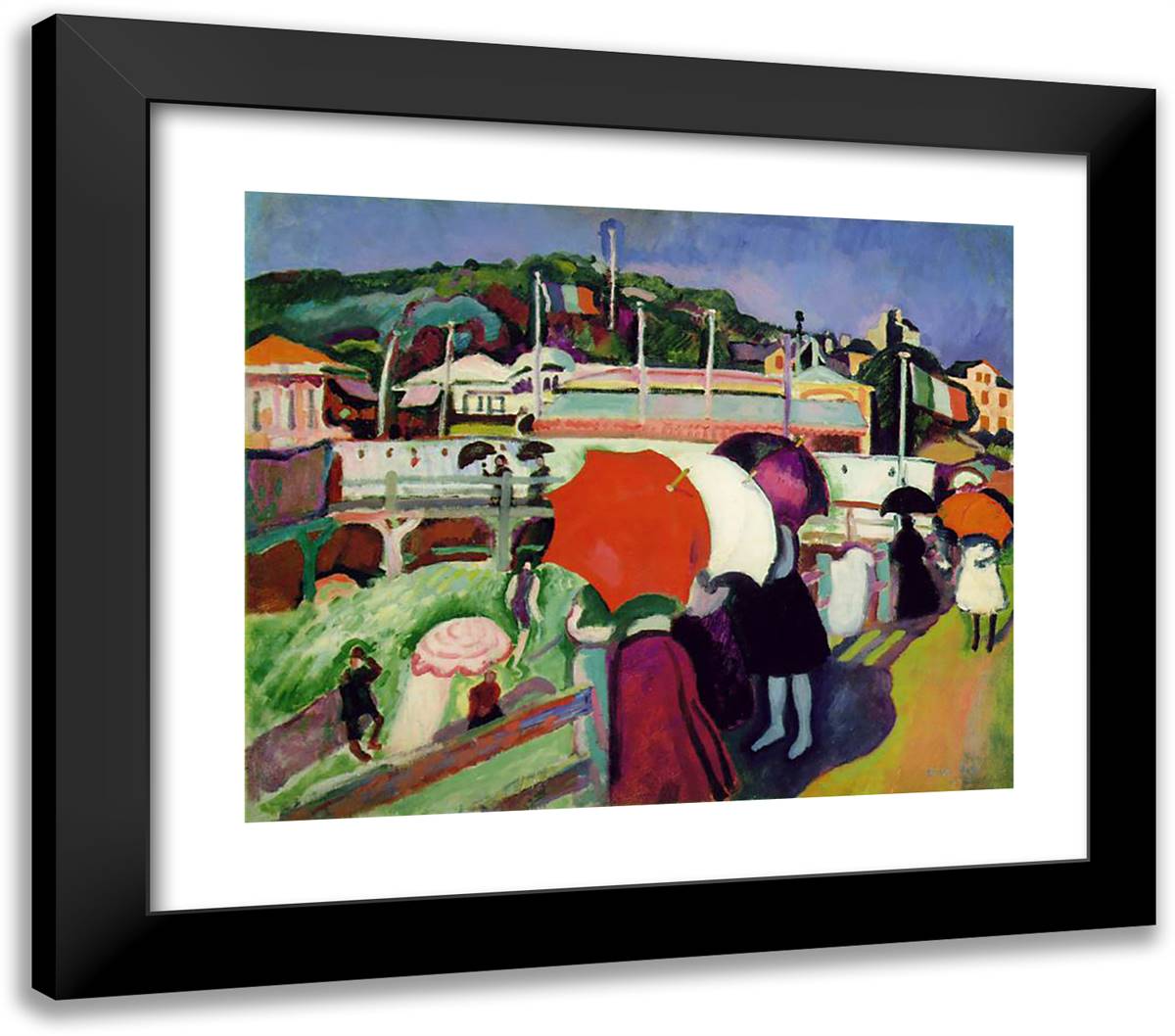 Umbrellas 23x20 Black Modern Wood Framed Art Print Poster by Dufy, Raoul