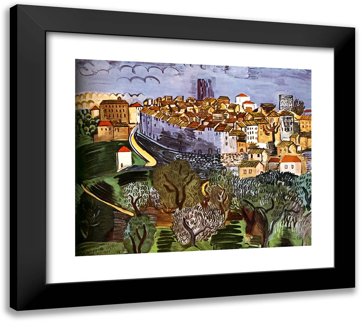 Vence 22x20 Black Modern Wood Framed Art Print Poster by Dufy, Raoul