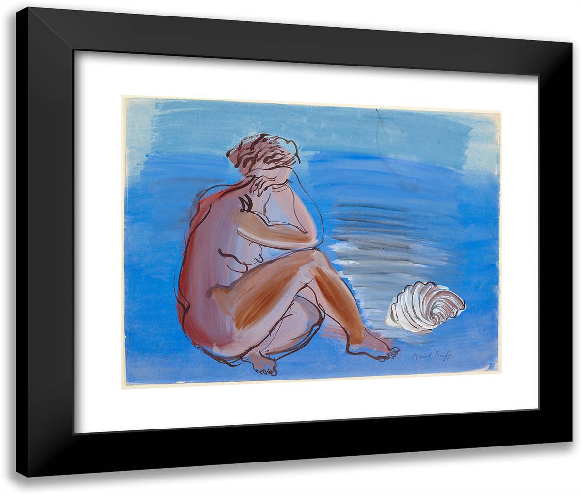 Venus with Seashell 24x20 Black Modern Wood Framed Art Print Poster by Dufy, Raoul