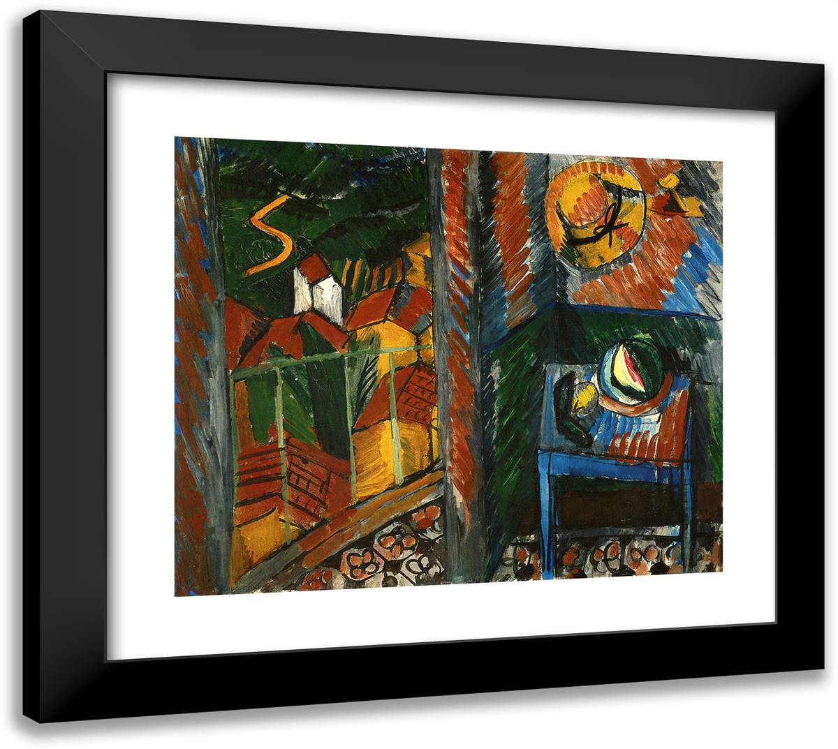 View from an Open Window 22x20 Black Modern Wood Framed Art Print Poster by Dufy, Raoul