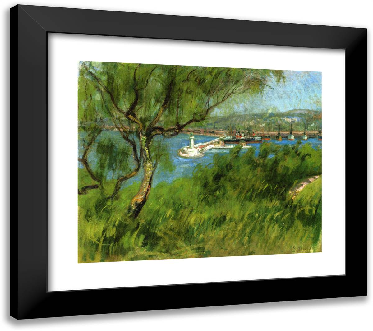 View of a Port 23x20 Black Modern Wood Framed Art Print Poster by Dufy, Raoul