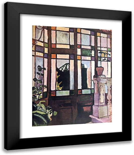 Window with Coloured Glasses 20x24 Black Modern Wood Framed Art Print Poster by Dufy, Raoul