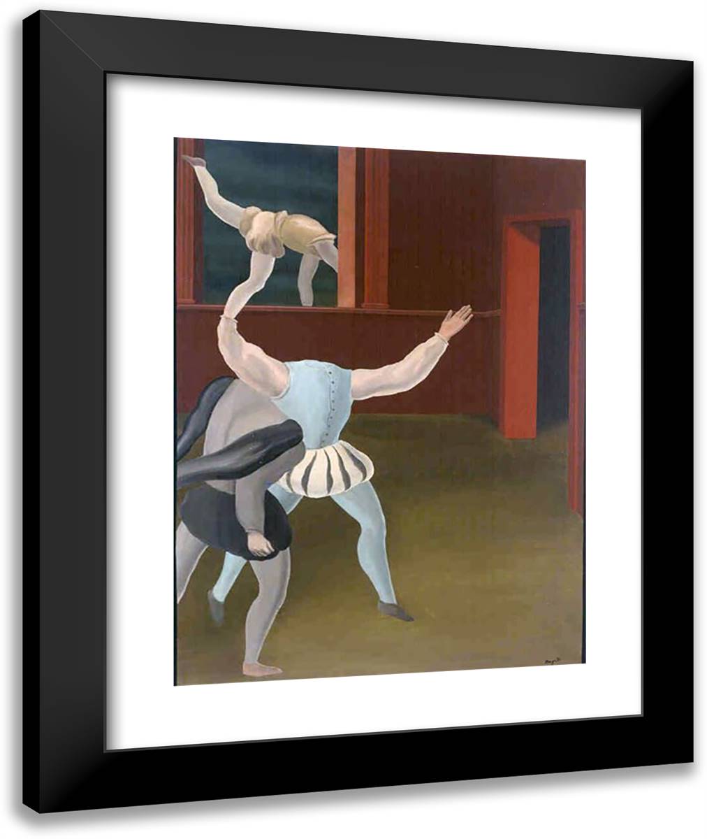 A Panic in the Middle Ages 20x24 Black Modern Wood Framed Art Print Poster by Magritte, Rene