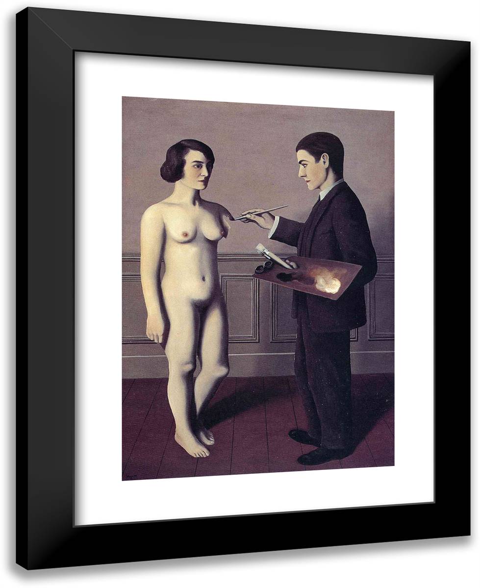 Attempting the Impossible 19x24 Black Modern Wood Framed Art Print Poster by Magritte, Rene