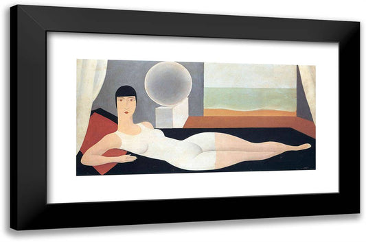 Bather 24x16 Black Modern Wood Framed Art Print Poster by Magritte, Rene