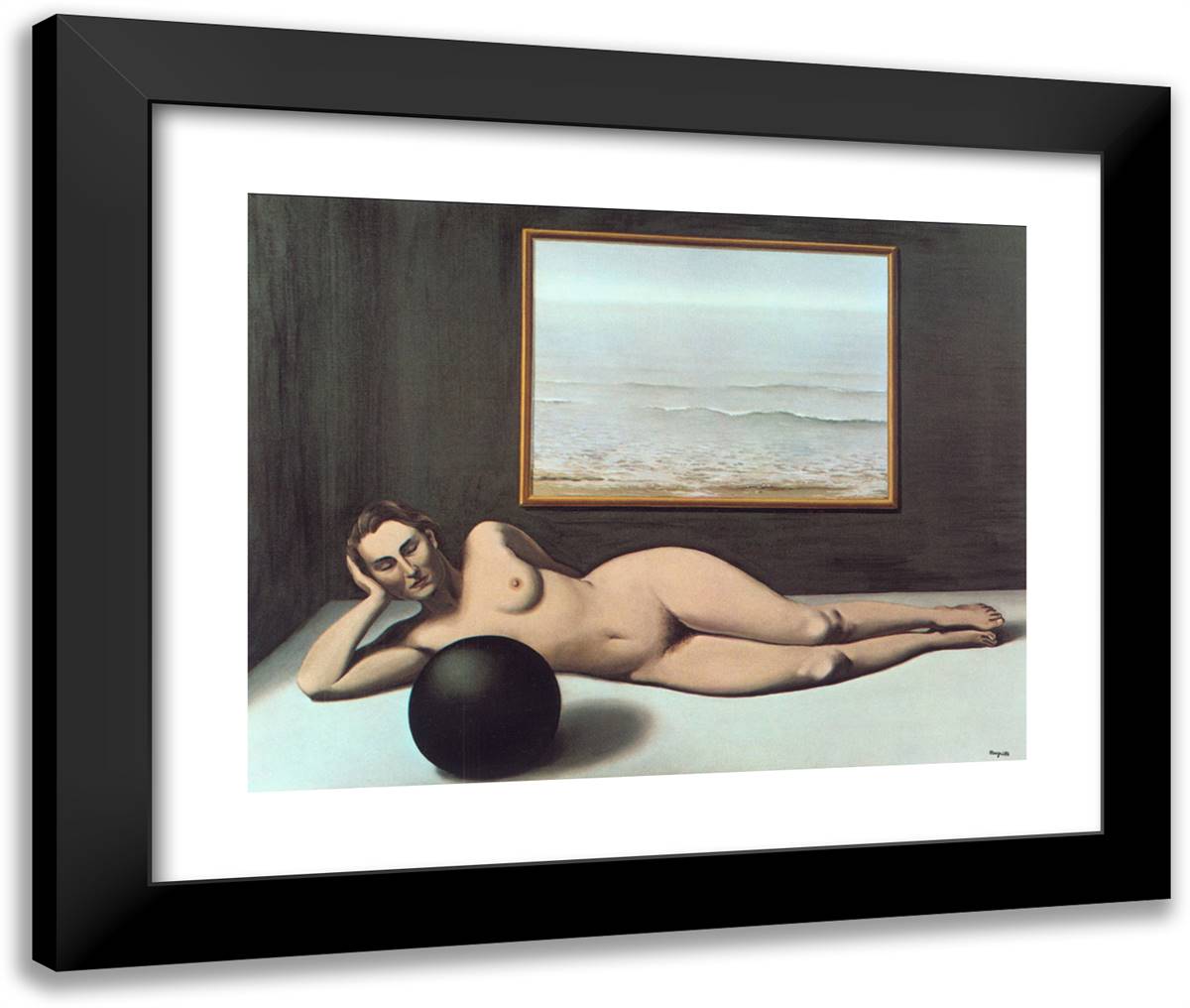 Bather Between Light and Darkness 24x20 Black Modern Wood Framed Art Print Poster by Magritte, Rene