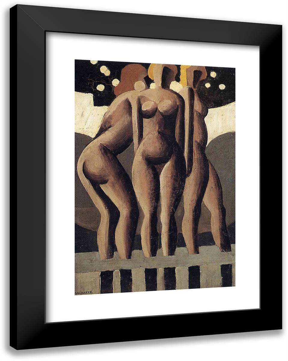 Bathers 19x24 Black Modern Wood Framed Art Print Poster by Magritte, Rene