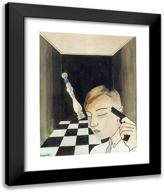 Checkmate 20x24 Black Modern Wood Framed Art Print Poster by Magritte, Rene