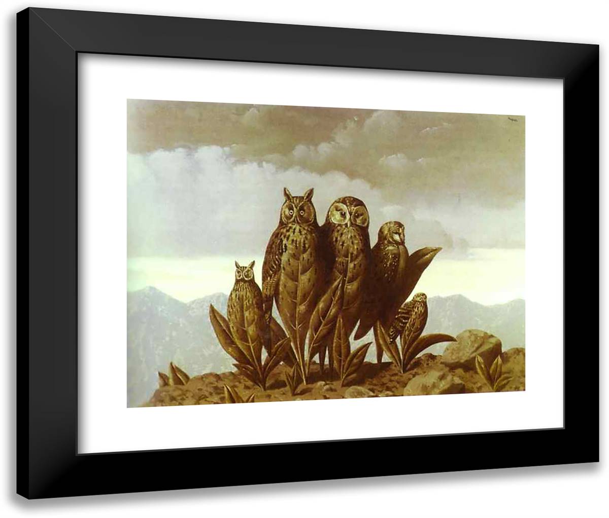 Companions of Fear 24x20 Black Modern Wood Framed Art Print Poster by Magritte, Rene