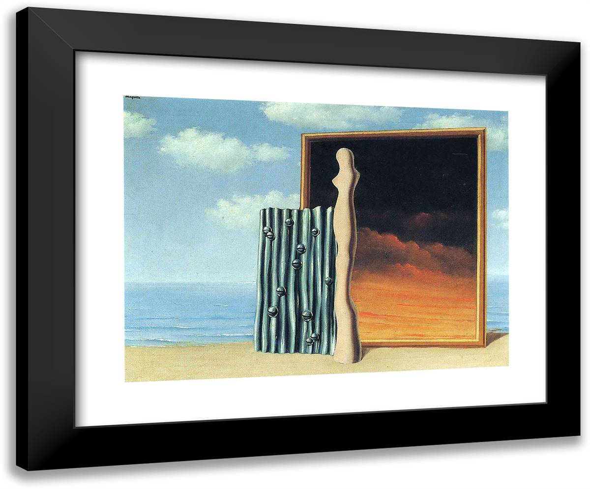 Composition on a Seashore 24x20 Black Modern Wood Framed Art Print Poster by Magritte, Rene