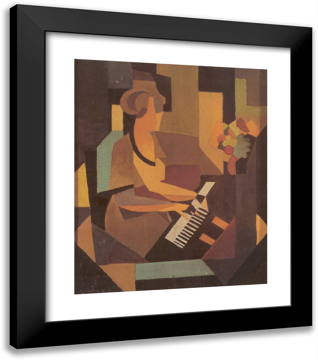 Georgette at the Piano 20x23 Black Modern Wood Framed Art Print Poster by Magritte, Rene