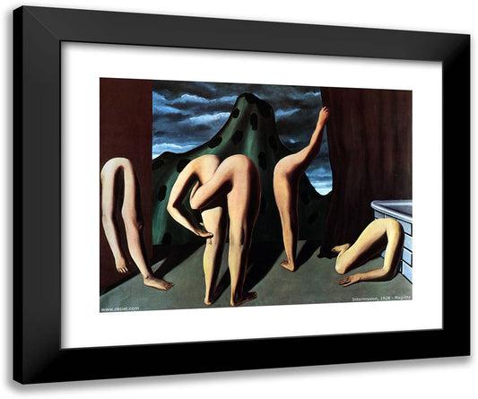 Intermission 24x20 Black Modern Wood Framed Art Print Poster by Magritte, Rene