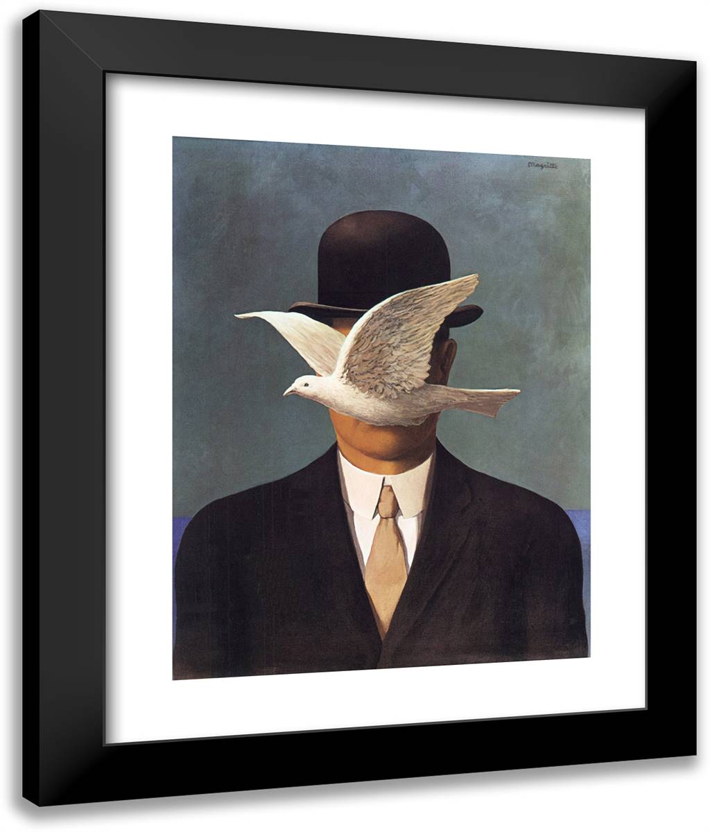 Man in a Bowler Hat 20x24 Black Modern Wood Framed Art Print Poster by Magritte, Rene