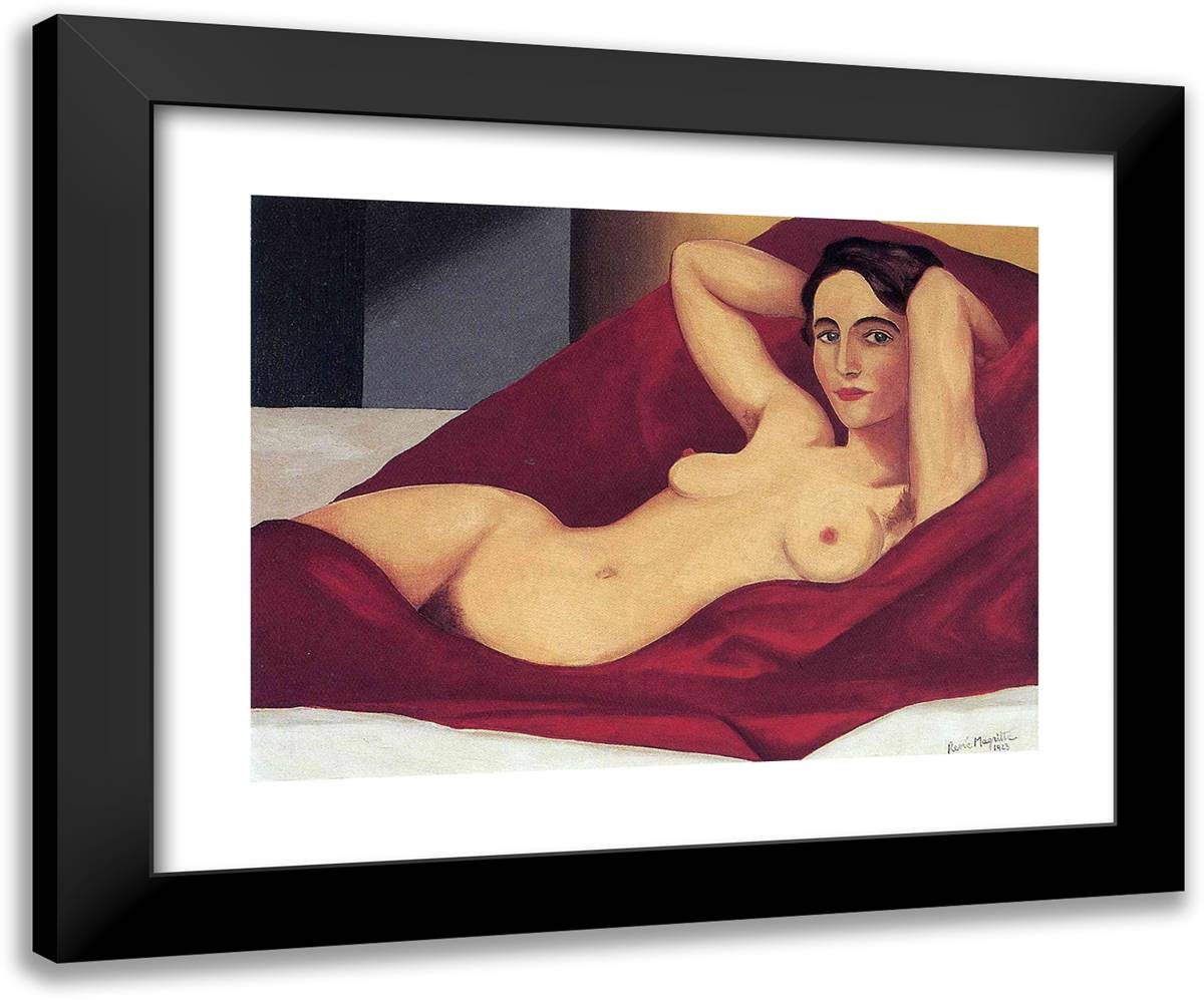 Reclining Nude 24x20 Black Modern Wood Framed Art Print Poster by Magritte, Rene