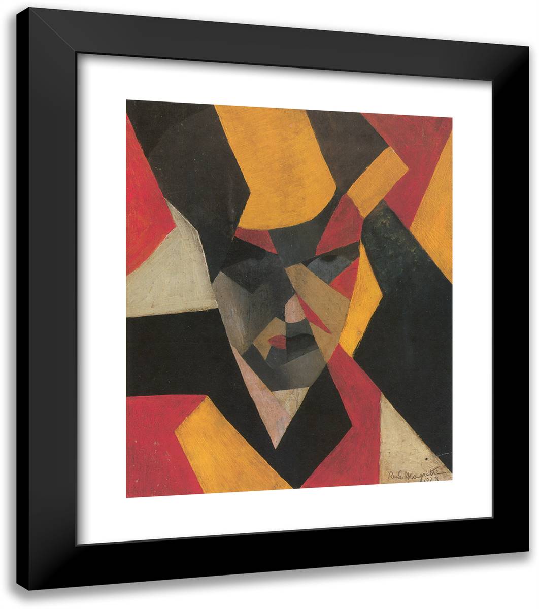 Self Portrait, 1923 20x23 Black Modern Wood Framed Art Print Poster by Magritte, Rene