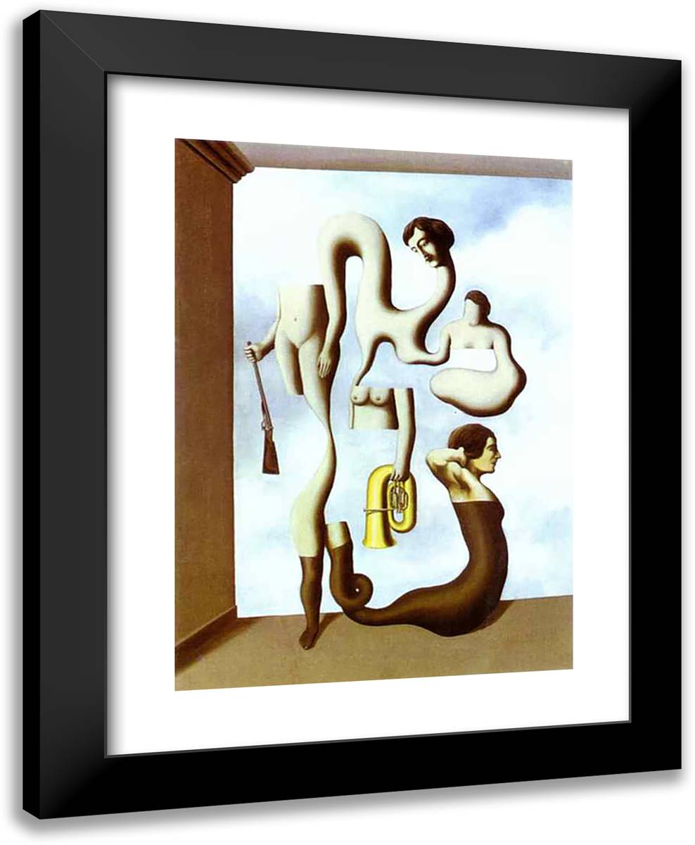 The Acrobat's Exercises 19x24 Black Modern Wood Framed Art Print Poster by Magritte, Rene
