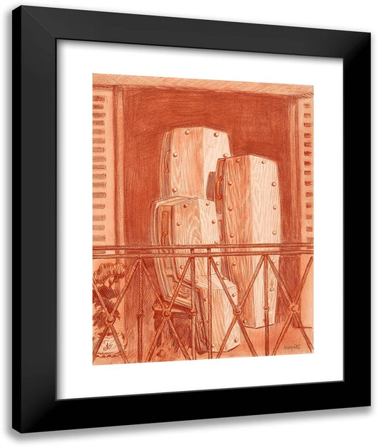 The Balcony 20x24 Black Modern Wood Framed Art Print Poster by Magritte, Rene