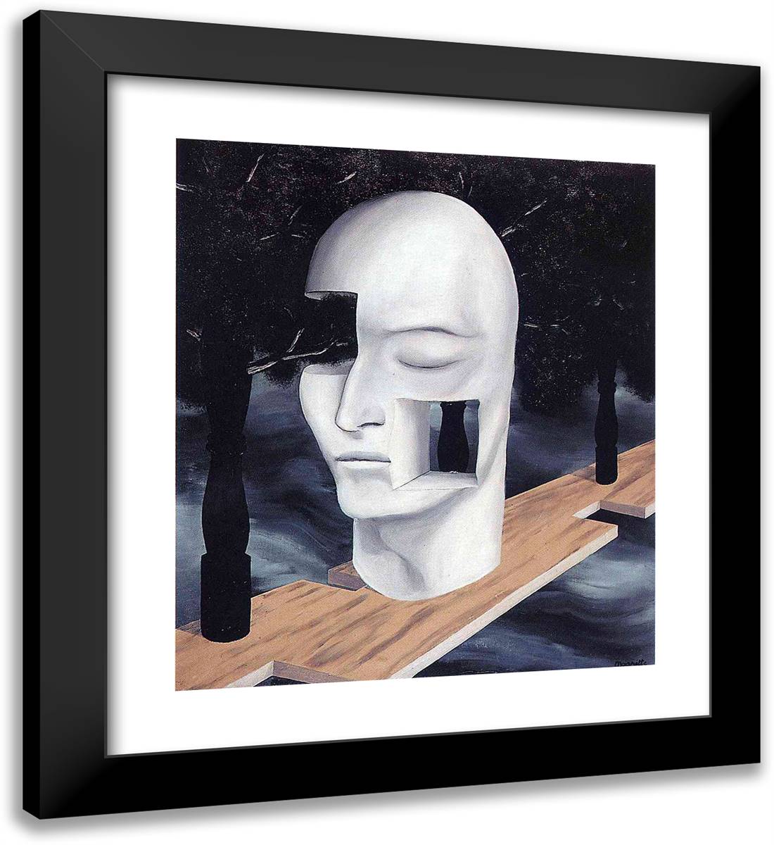 The Face of Genius 20x22 Black Modern Wood Framed Art Print Poster by Magritte, Rene