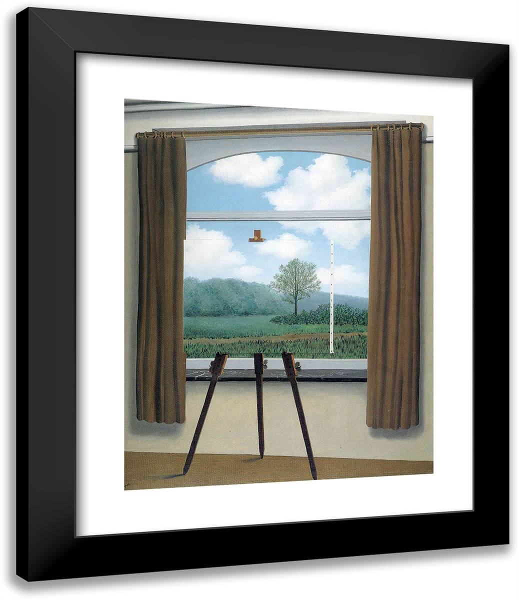 The Human Condition 20x24 Black Modern Wood Framed Art Print Poster by Magritte, Rene