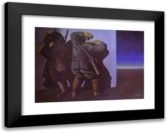 The Hunters at the Edge of Night 24x19 Black Modern Wood Framed Art Print Poster by Magritte, Rene