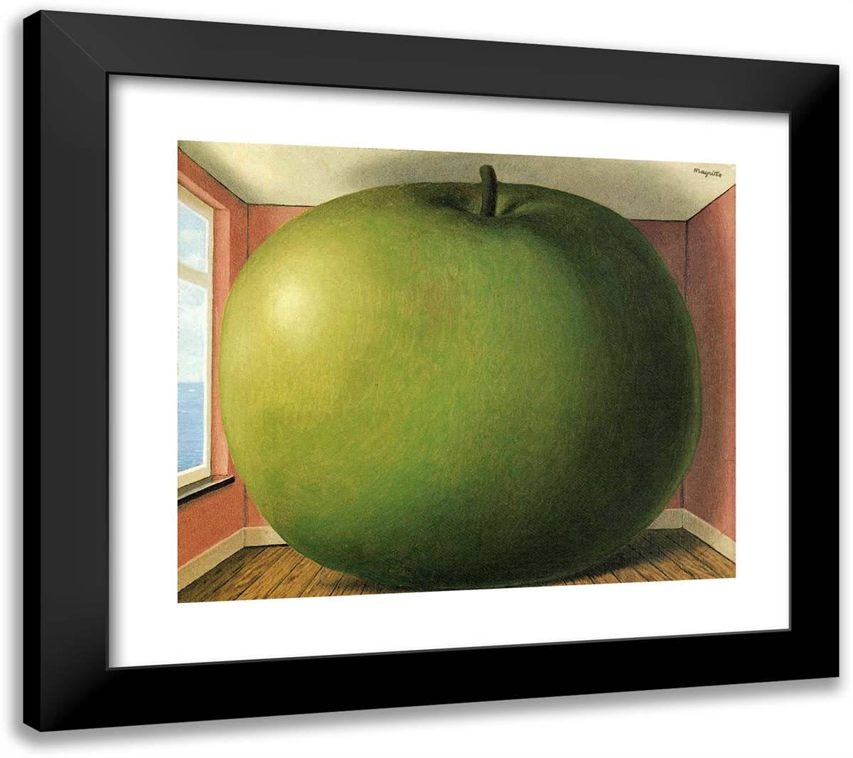 The Listening Room 22x20 Black Modern Wood Framed Art Print Poster by Magritte, Rene