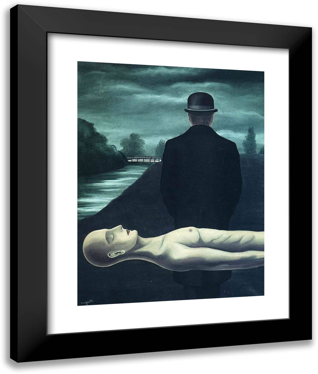 The Musings of the Solitary Walker 20x24 Black Modern Wood Framed Art Print Poster by Magritte, Rene