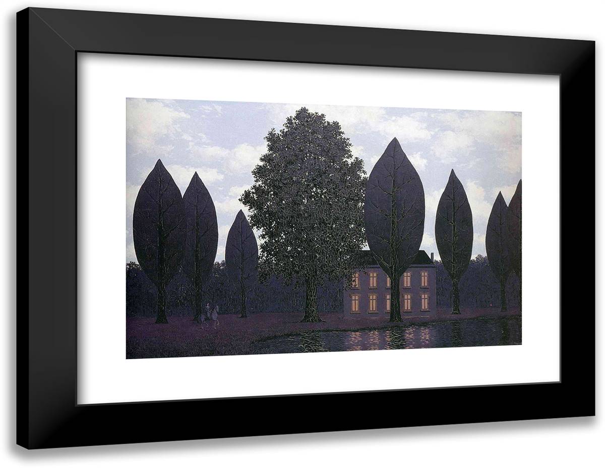 The Mysterious Barricades 24x19 Black Modern Wood Framed Art Print Poster by Magritte, Rene
