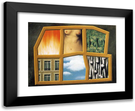 The Six Elements 24x20 Black Modern Wood Framed Art Print Poster by Magritte, Rene