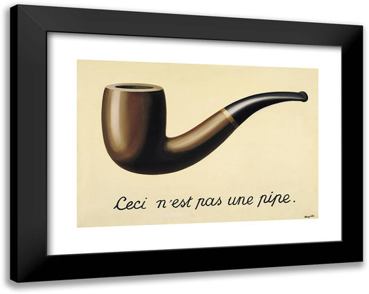 The Treachery of Images (This Is Not a Pipe) 24x19 Black Modern Wood Framed Art Print Poster by Magritte, Rene