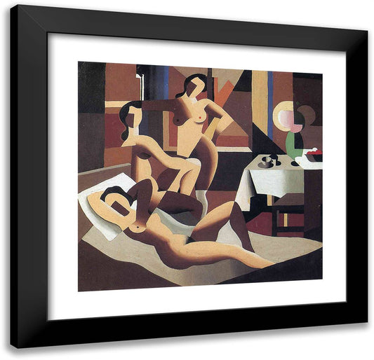 Three Nudes in an Interior 21x20 Black Modern Wood Framed Art Print Poster by Magritte, Rene