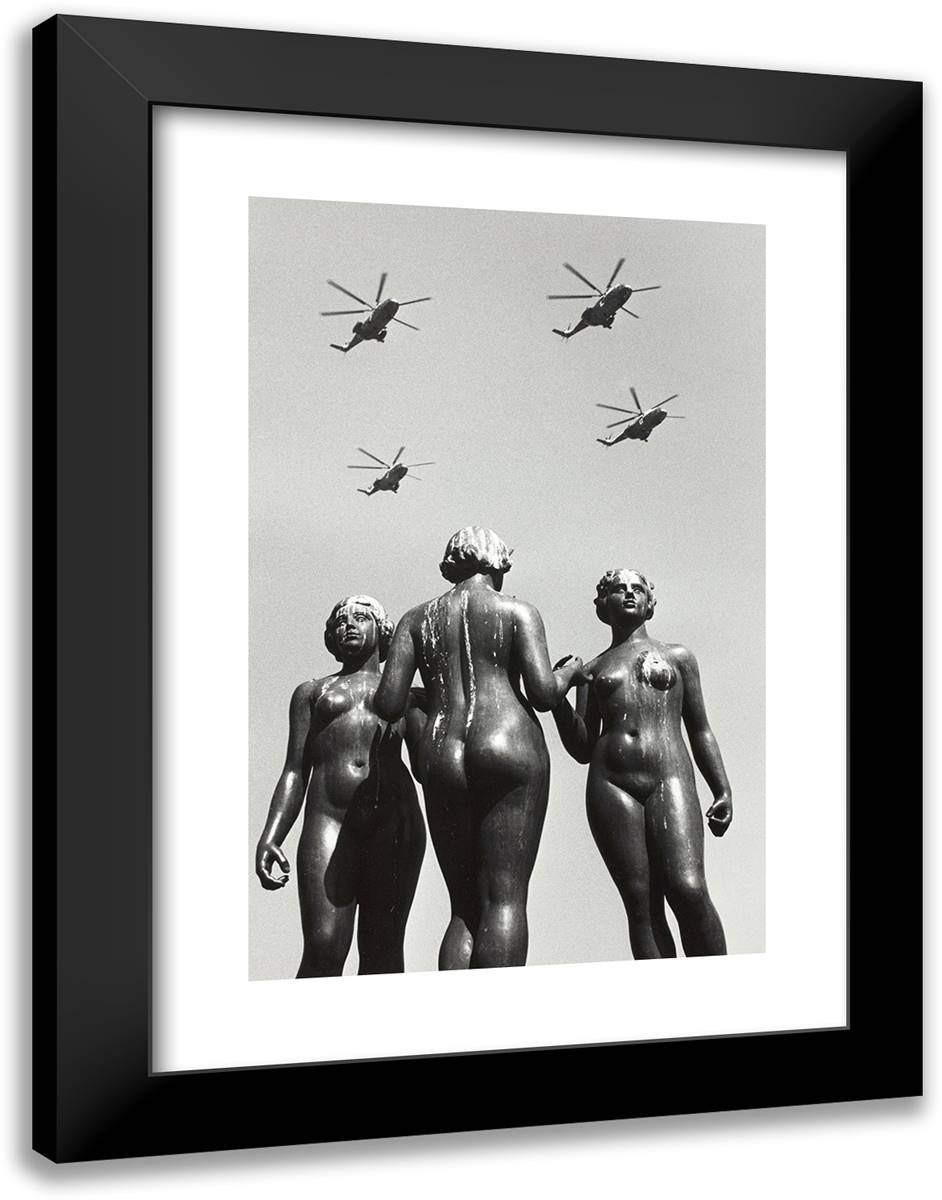 Les Halicopteres 18x24 Black Modern Wood Framed Art Print Poster by Doisneau, Robert