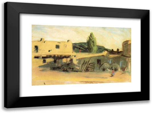 Adobe Buildings, Santa Fe  24x18 Black Modern Wood Framed Art Print Poster by Henri, Robert