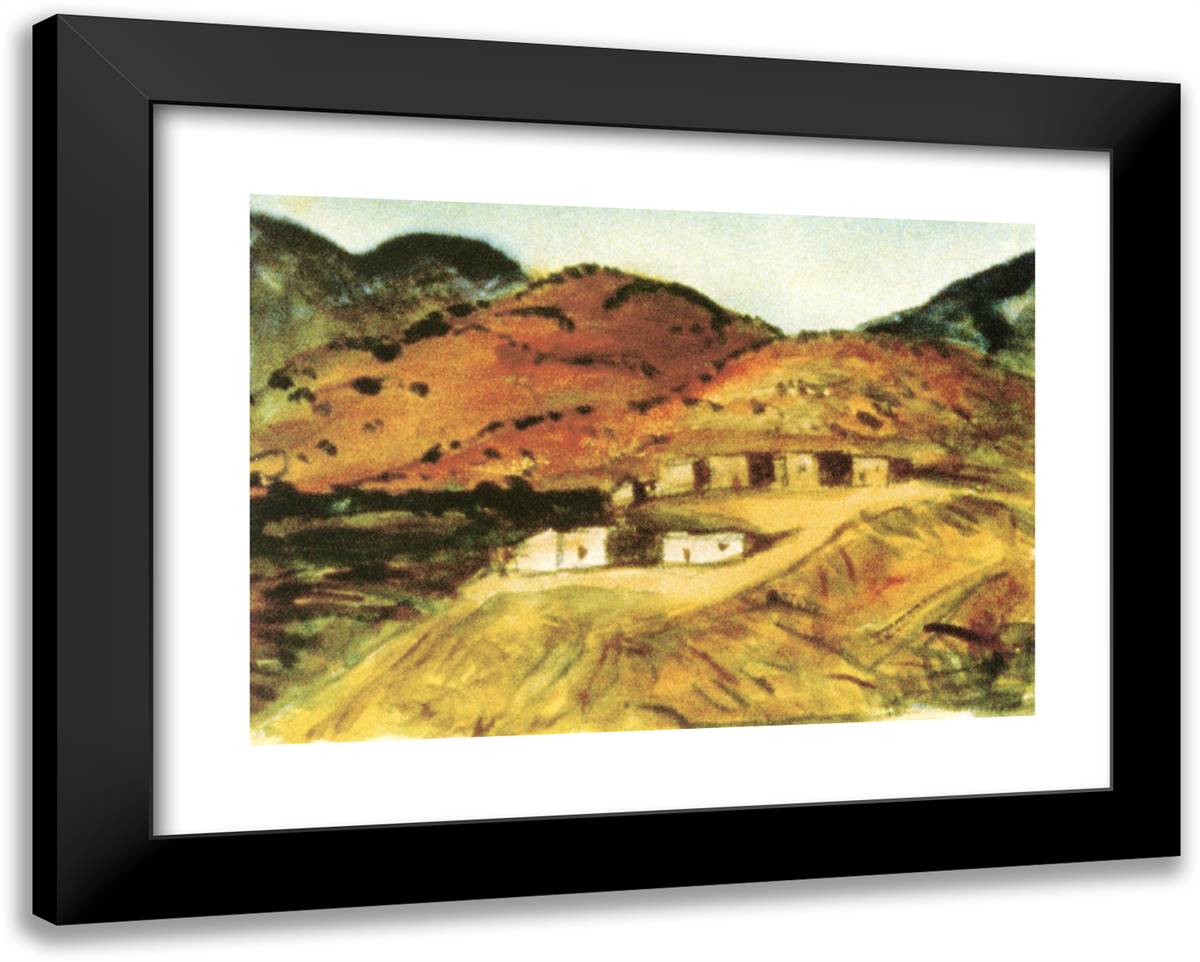 Adobe Houses, New Mexico  24x19 Black Modern Wood Framed Art Print Poster by Henri, Robert