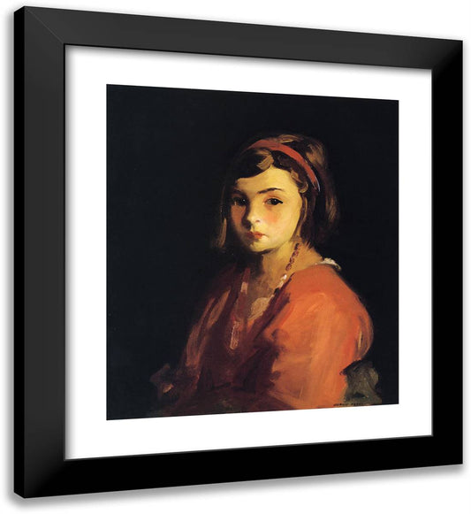 Agnes in Red (Agnes Schleicher) 20x22 Black Modern Wood Framed Art Print Poster by Henri, Robert