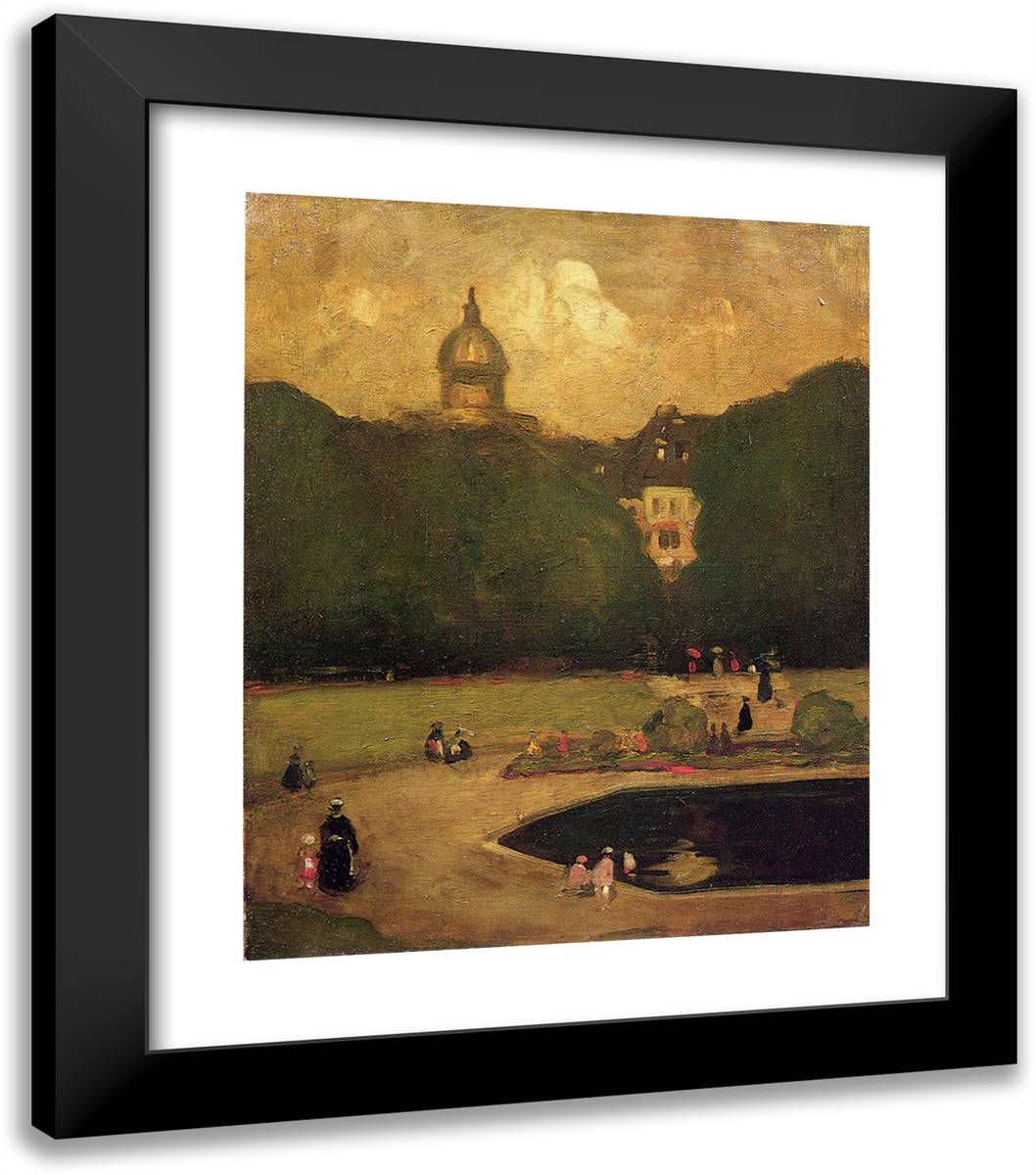 Au Jardin Du Luxembourg  20x23 Black Modern Wood Framed Art Print Poster by Henri, Robert